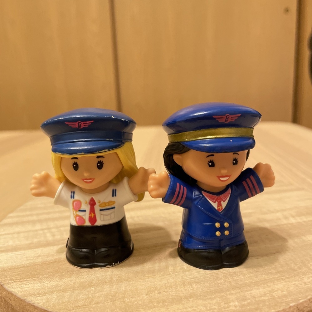 Fisher Price Little People Barbie Pilot Female Blonde 2 Figure Lot You Can Be